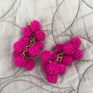 Fuschia beaded ball earrings